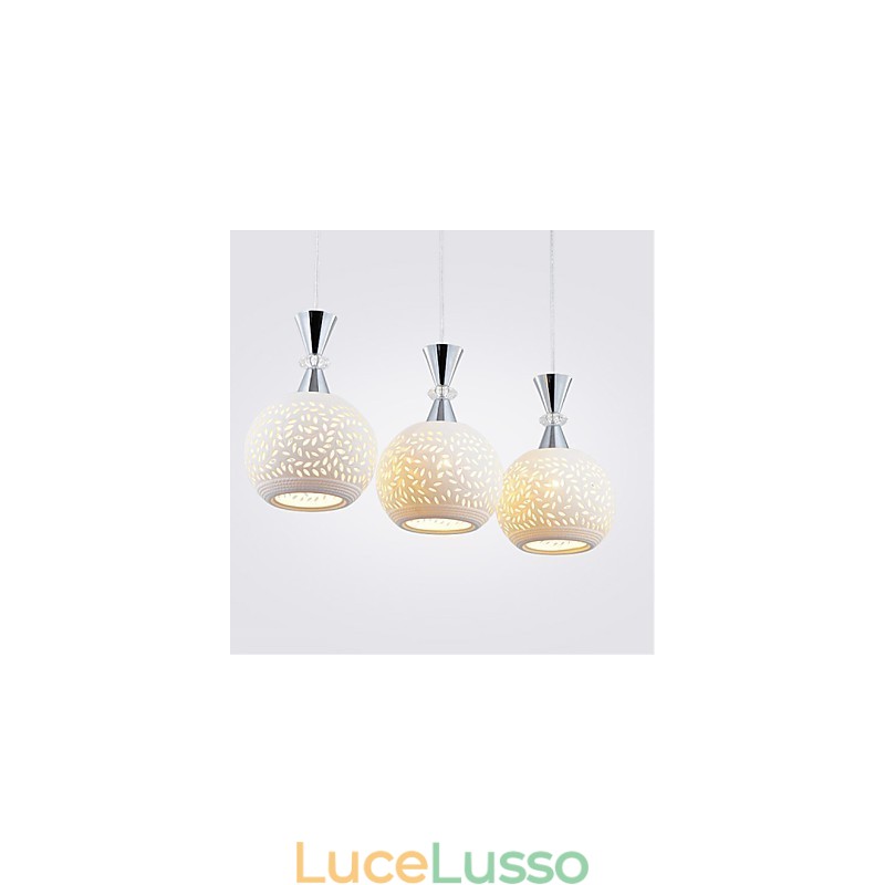 Lampada a sospensione moderna contemporanea in metallo a 3 teste