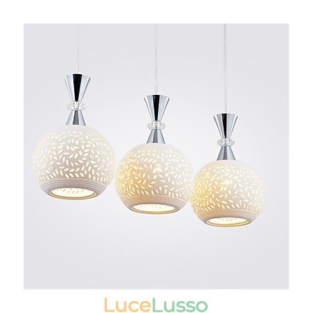 Lampada a sospensione moderna contemporanea in metallo a 3 teste