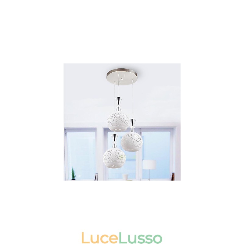 Lampada a sospensione moderna contemporanea in metallo a 3 teste