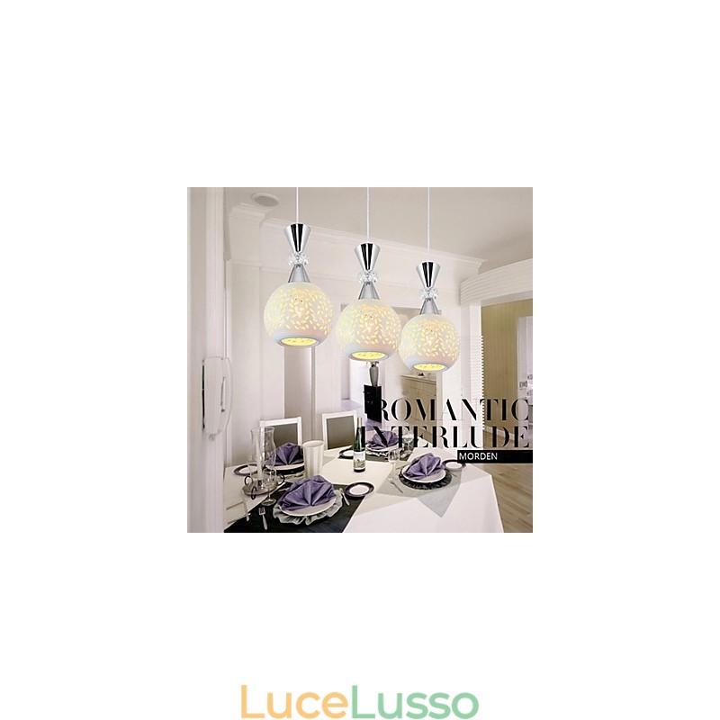 Lampada a sospensione moderna contemporanea in metallo a 3 teste