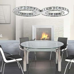 Lampada a sospensione moderna in metallo cromato e cristallo contemporaneo