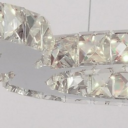 Lampada a sospensione moderna in metallo cromato e cristallo contemporaneo