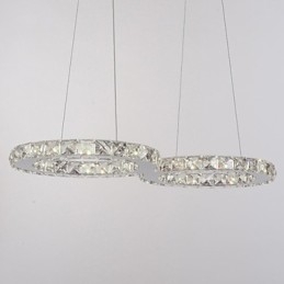 Lampada a sospensione moderna in metallo cromato e cristallo contemporaneo