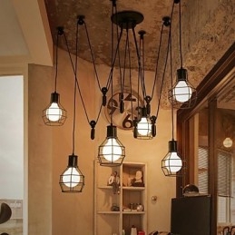 Lampada a sospensione in metallo Country Designers a 6 luci
