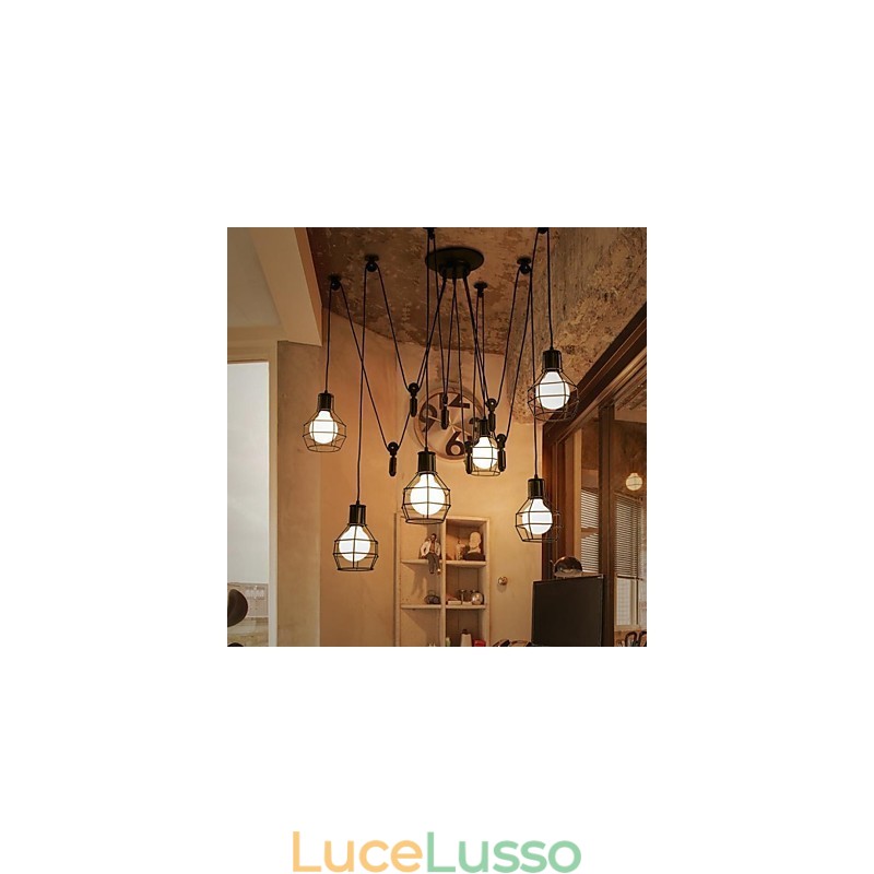 Lampada a sospensione in metallo Country Designers a 6 luci