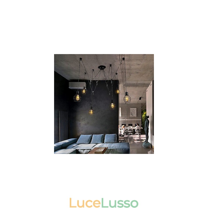 Lampada a sospensione in metallo Country Designers a 6 luci