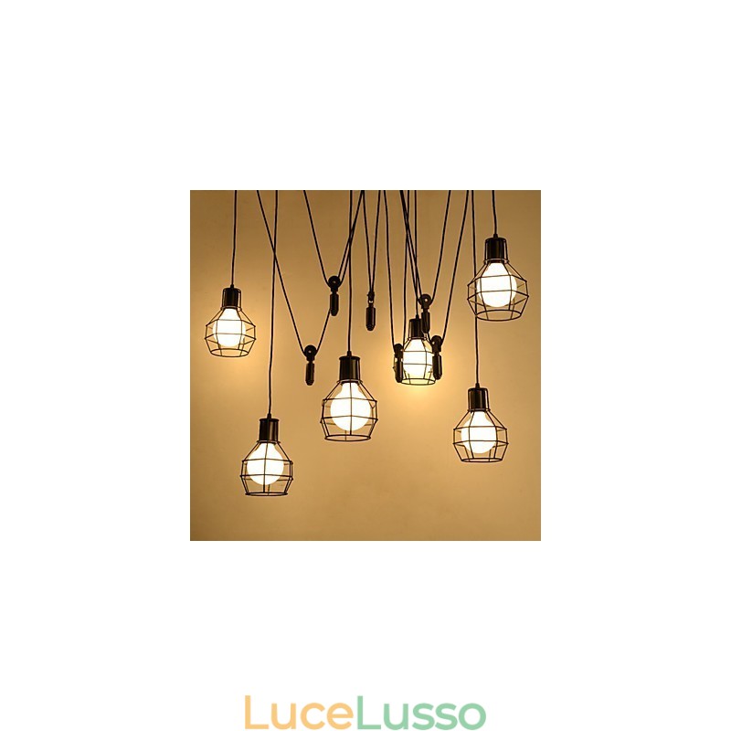 Lampada a sospensione in metallo Country Designers a 6 luci