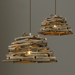 Retro Classiche Luci da soffitto in legno Lampade a sospensione semplici Lampada a sospensione da caffè