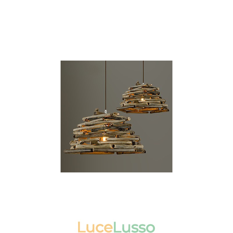 Retro Classiche Luci da soffitto in legno Lampade a sospensione semplici Lampada a sospensione da caffè