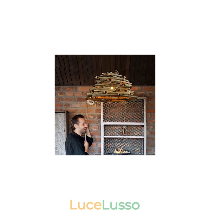 Retro Classiche Luci da soffitto in legno Lampade a sospensione semplici Lampada a sospensione da caffè