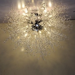 Lampada a sospensione in cristallo mitato G4 in acciaio inossidabile diam. 90 cm