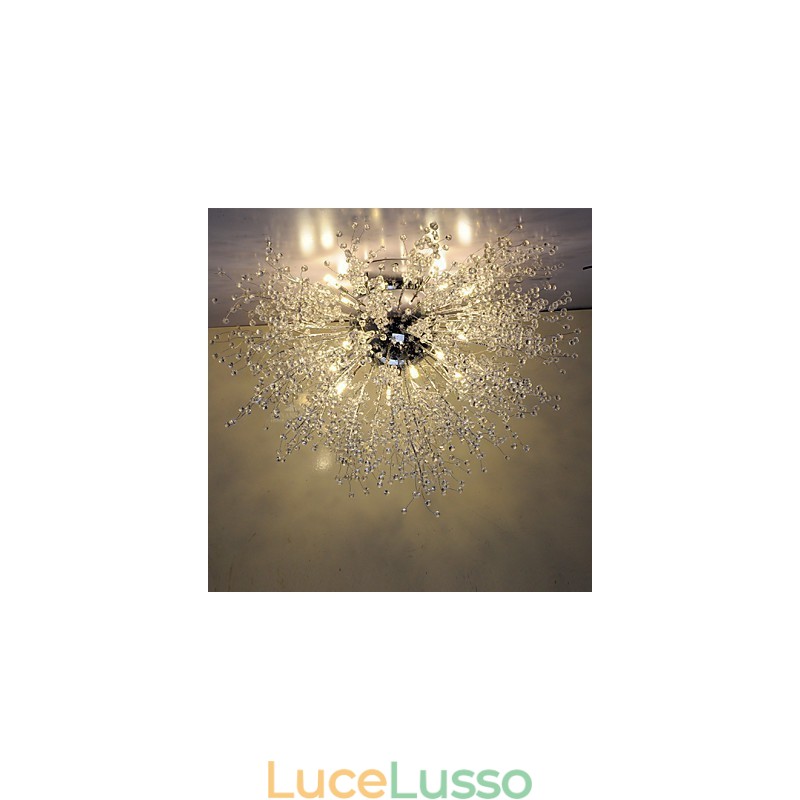 Lampada a sospensione in cristallo mitato G4 in acciaio inossidabile diam. 90 cm