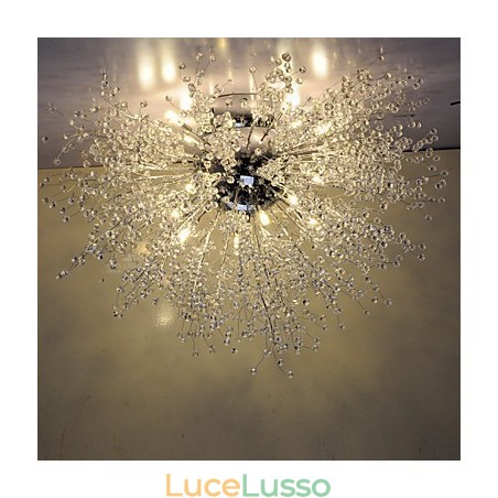Lampada a sospensione in cristallo mitato G4 in acciaio inossidabile diam. 90 cm Lampada a sospensione in cristallo mitato G4 in acciaio inossidabile diam. 90 cm