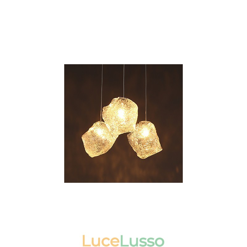 Lampadario in vetro artistico contemporaneo e su contratto, lampadario in cristallo di ghiaccio, pasti irregolari