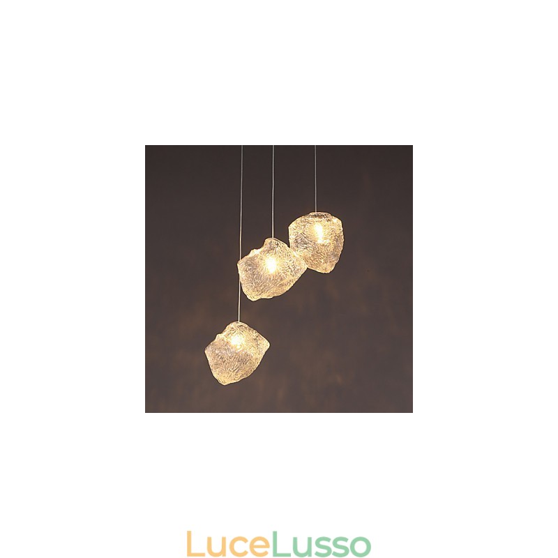 Lampadario in vetro artistico contemporaneo e su contratto, lampadario in cristallo di ghiaccio, pasti irregolari