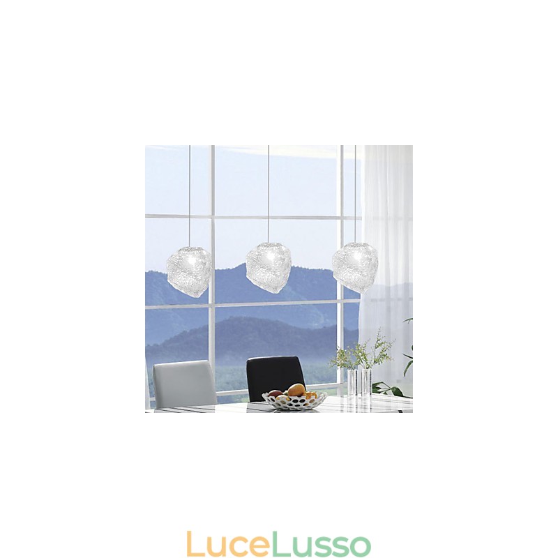 Lampadario in vetro artistico contemporaneo e su contratto, lampadario in cristallo di ghiaccio, pasti irregolari