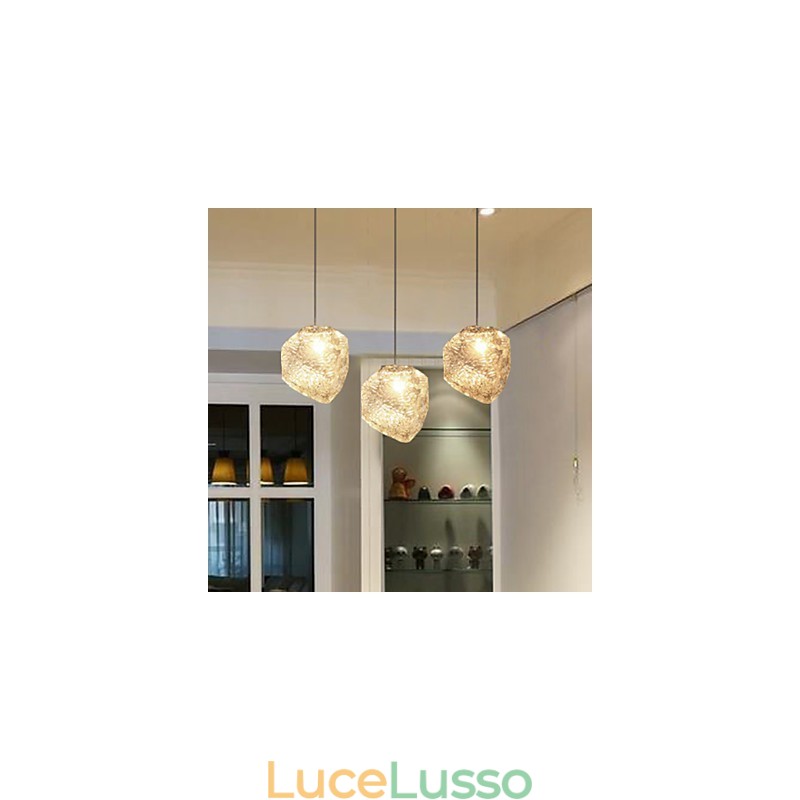 Lampadario in vetro artistico contemporaneo e su contratto, lampadario in cristallo di ghiaccio, pasti irregolari