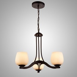 Lampadario in ferro dipinto con paralume in vetro Lampada classica a 3 teste