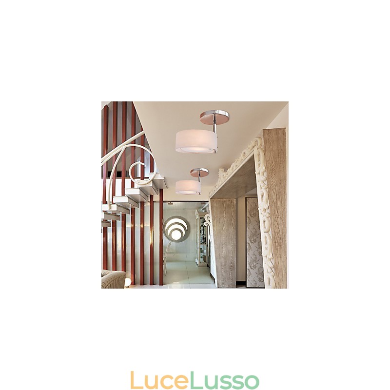 Lampadario moderno contemporaneo in metallo cromato stile mini da montare a filo nel garage