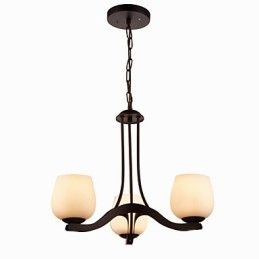 Lampadario in ferro dipinto con paralume in vetro Lampada classica a 3 teste