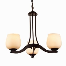 Lampadario in ferro dipinto con paralume in vetro Lampada classica a 3 teste