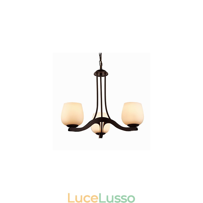 Lampadario in ferro dipinto con paralume in vetro Lampada classica a 3 teste