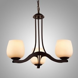 Lampadario in ferro dipinto con paralume in vetro Lampada classica a 3 teste
