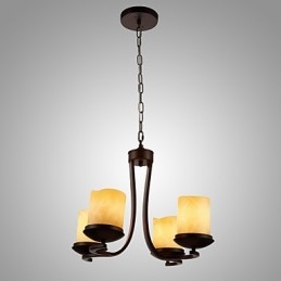 Lampadario in ferro dipinto con paralume in vetro Lampada classica a candela con 4 teste