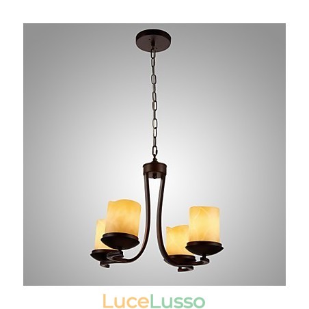 Lampadario in ferro dipinto con paralume in vetro Lampada classica a candela con 4 teste Lampadario in ferro dipinto con paralume in vetro Lampada classica a candela con 4 teste