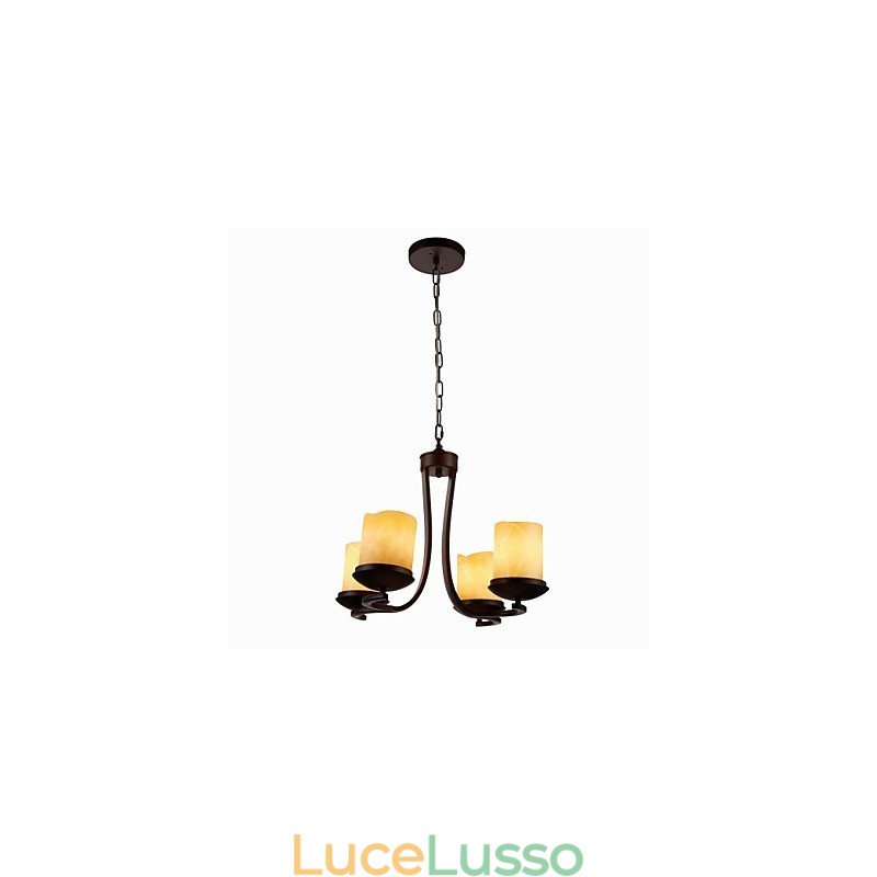 Lampadario in ferro dipinto con paralume in vetro Lampada classica a candela con 4 teste
