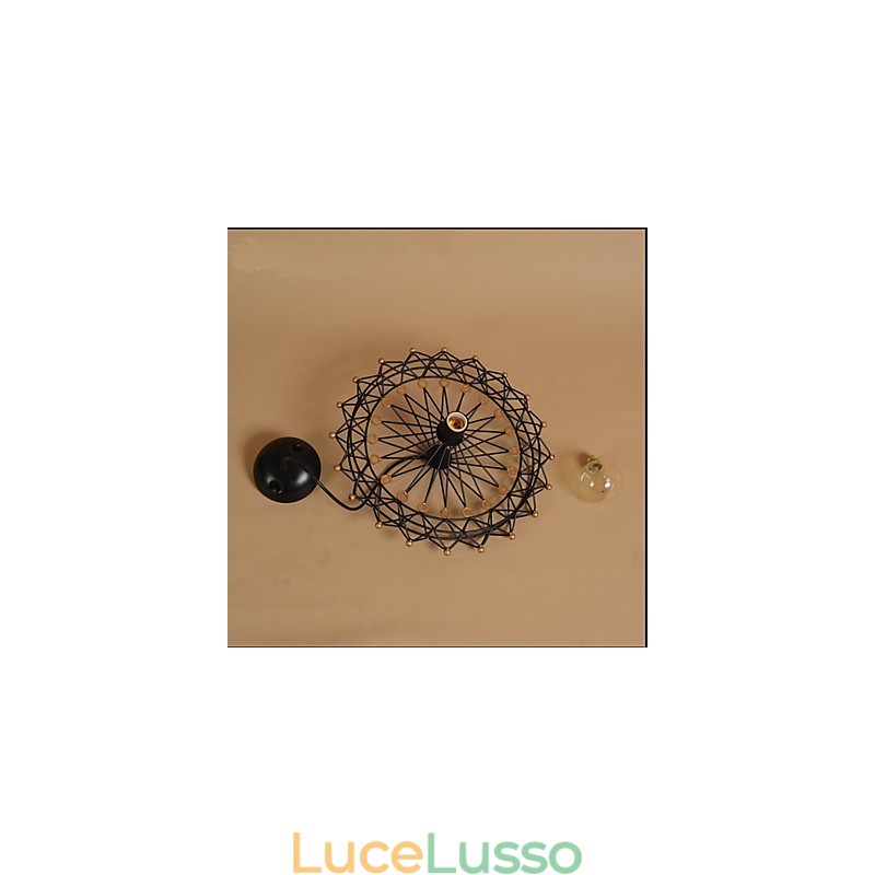 Lampadario a ruota panoramica dell'industria del ferro di campagna americana