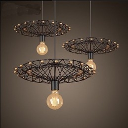 Lampadario a ruota panoramica dell'industria del ferro di campagna americana