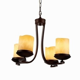 Lampadario in ferro dipinto con paralume in vetro Lampada classica a candela con 4 teste