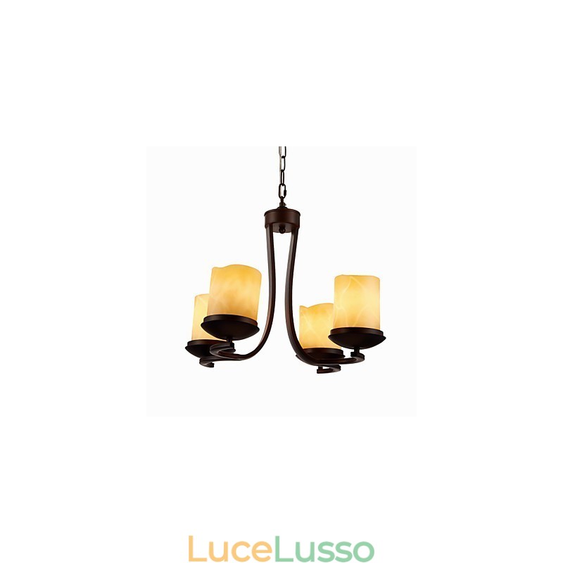 Lampadario in ferro dipinto con paralume in vetro Lampada classica a candela con 4 teste