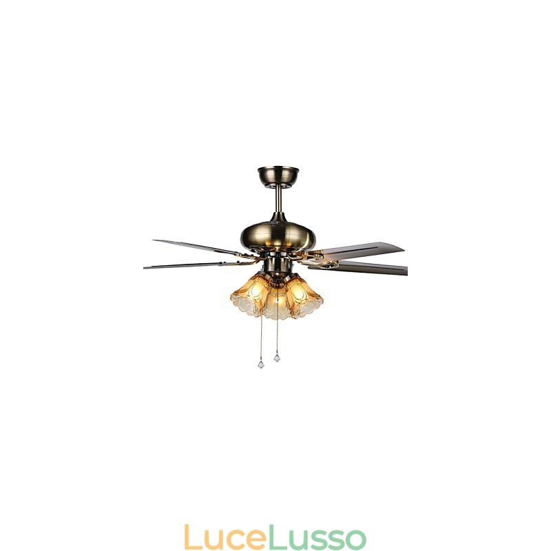 Ventilatori da soffitto Luxe Eco Ventilatore da soffitto moderno con luce Pale da 42 pollici Finitura in acciaio spazzolato