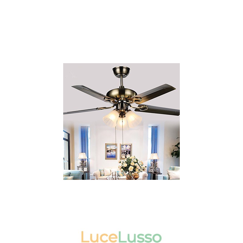 Ventilatori da soffitto Luxe Eco Ventilatore da soffitto moderno con luce Pale da 42 pollici Finitura in acciaio spazzolato