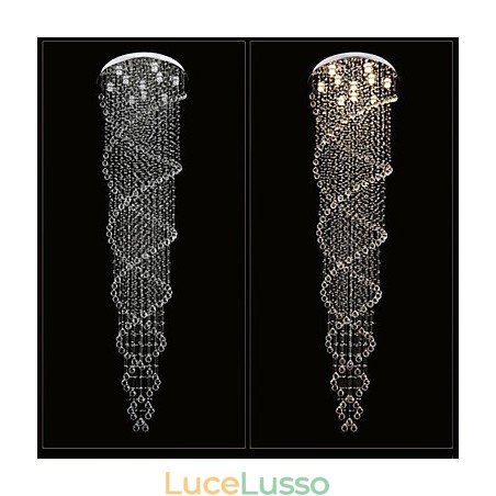 Lampadario a soffitto Lampada a sospensione Lampada a sospensione Apparecchi di illuminazione con cristallo K9 Doppia spirale Lampadario a soffitto Lampada a sospensione Lampada a sospensione Apparecchi di illuminazione con cristallo K9 Doppia spirale