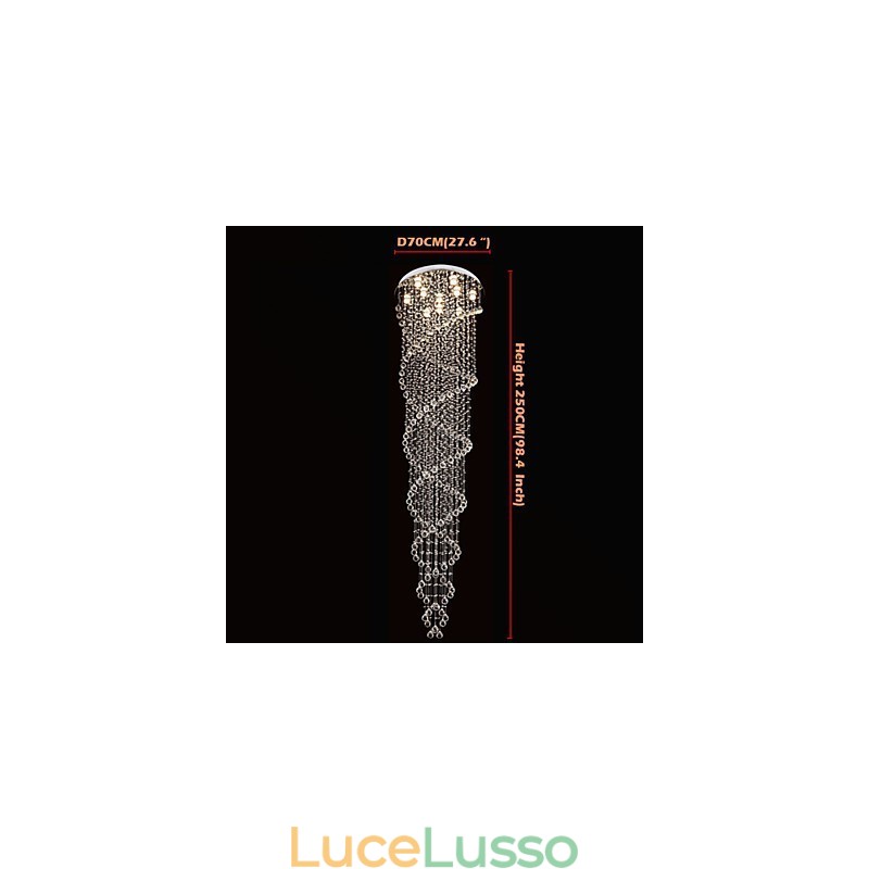 Lampadario a soffitto Lampada a sospensione Lampada a sospensione Apparecchi di illuminazione con cristallo K9 Doppia spirale