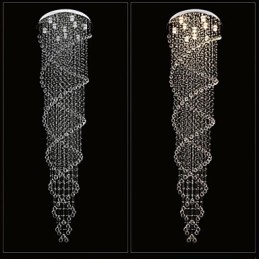 Lampadario a soffitto Lampada a sospensione Lampada a sospensione Apparecchi di illuminazione con cristallo K9 Doppia spirale