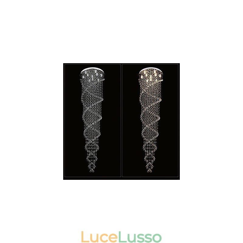 Lampadario a soffitto Lampada a sospensione Lampada a sospensione Apparecchi di illuminazione con cristallo K9 Doppia spirale