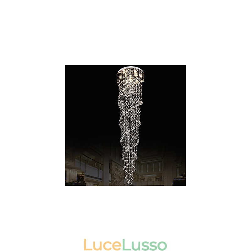 Lampadario a soffitto Lampada a sospensione Lampada a sospensione Apparecchi di illuminazione con cristallo K9 Doppia spirale