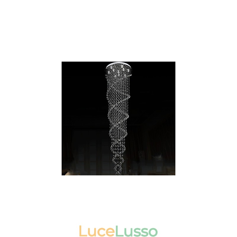 Lampadario a soffitto Lampada a sospensione Lampada a sospensione Apparecchi di illuminazione con cristallo K9 Doppia spirale