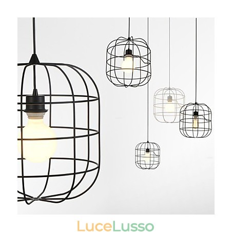 Mini lampada a sospensione artistica a gabbia per uccelli, 1 luce, finitura moderna, semplicità, metallo bianco nero, acciaio al carbonio, luce a goccia Mini lampada a sospensione artistica a gabbia per uccelli, 1 luce, finitura moderna, semplicità, metallo bianco nero, acciaio al carbonio, luce a goccia