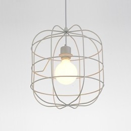 Mini lampada a sospensione artistica a gabbia per uccelli, 1 luce, finitura moderna, semplicità, metallo bianco nero, acciaio al carbonio, luce a goccia