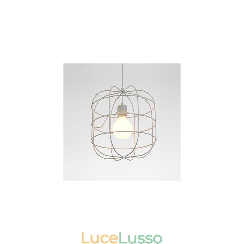 Mini lampada a sospensione artistica a gabbia per uccelli, 1 luce, finitura moderna, semplicità, metallo bianco nero, acciaio al carbonio, luce a goccia