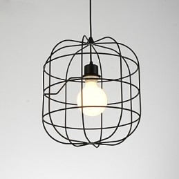 Mini lampada a sospensione artistica a gabbia per uccelli, 1 luce, finitura moderna, semplicità, metallo bianco nero, acciaio al carbonio, luce a goccia