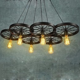 Lampadario a sospensione Loft Lampadario a ruota Rustico Vintage Retro Country Sala da pranzo Metallo+Pittura