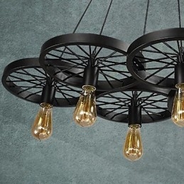 Lampadario a sospensione Loft Lampadario a ruota Rustico Vintage Retro Country Sala da pranzo Metallo+Pittura