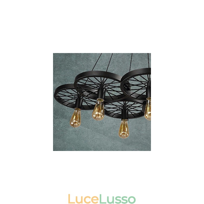 Lampadario a sospensione Loft Lampadario a ruota Rustico Vintage Retro Country Sala da pranzo Metallo+Pittura