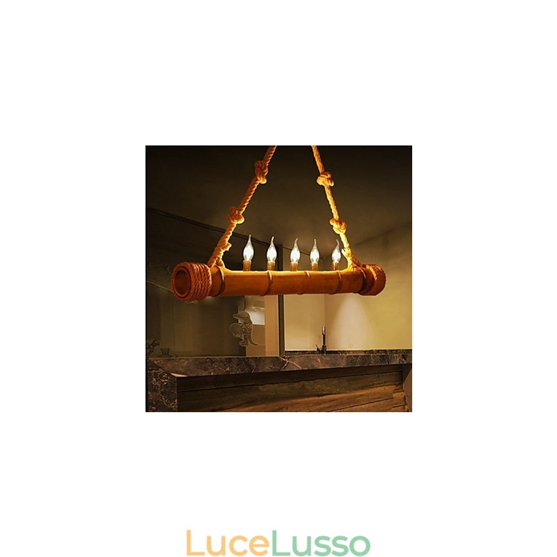 Lampadario decorativo in bambù con nostalgia pastorale da caffè